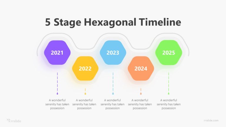 5 Stage Hexagonal Timeline Infographic Template