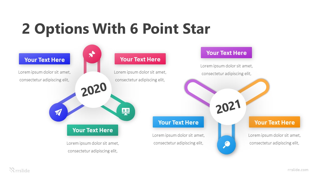 2 Options with 6 Point Star Infographic Template
