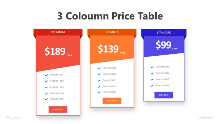 3 Coloumn Price Table Infographic Template