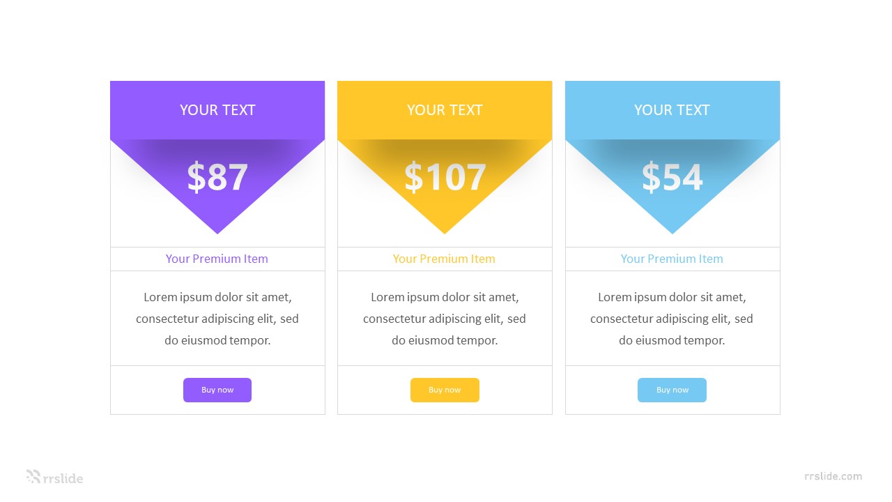 3 Coloumns Pricing Table Infographic Template
