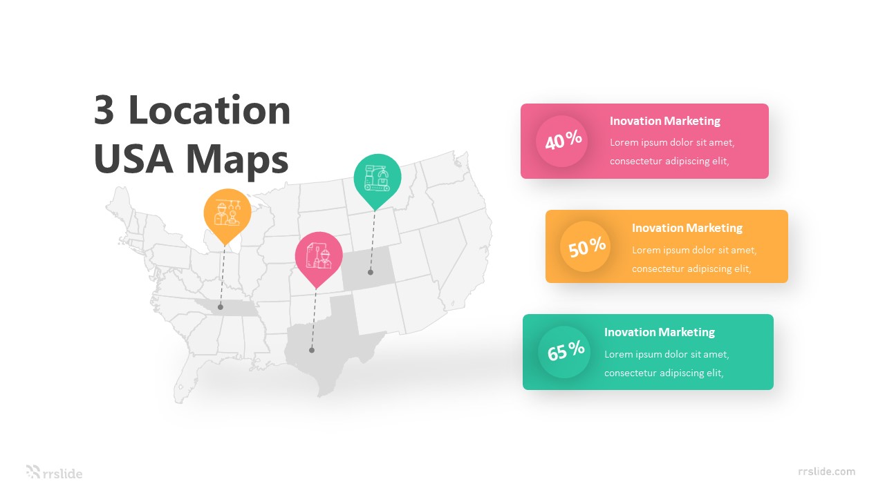 3 Location USA Maps Infographic Template
