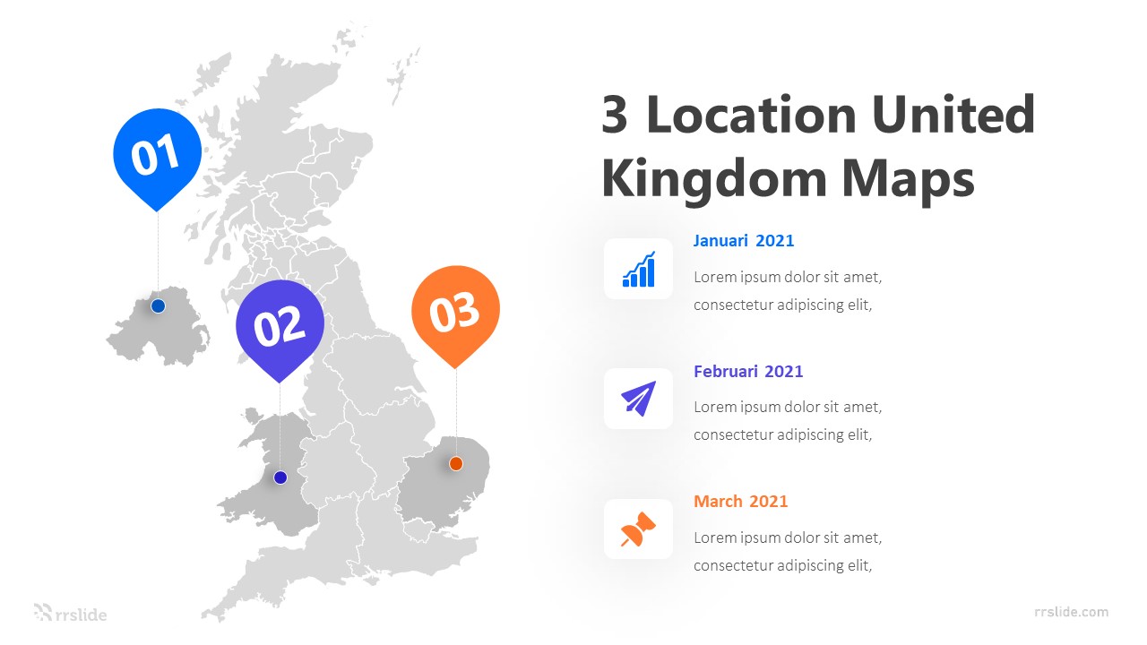 3 Location United Kingdom Maps Infographic Template