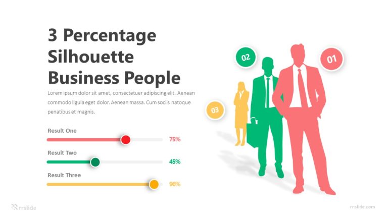 3 Percentage Silhouette Business People Infographic Template