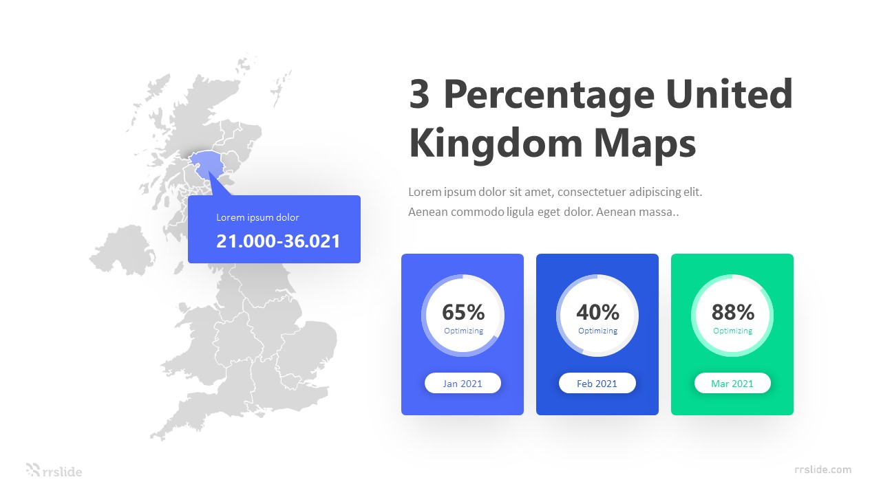 3 Percentage United Kingdom Maps Infographic Template