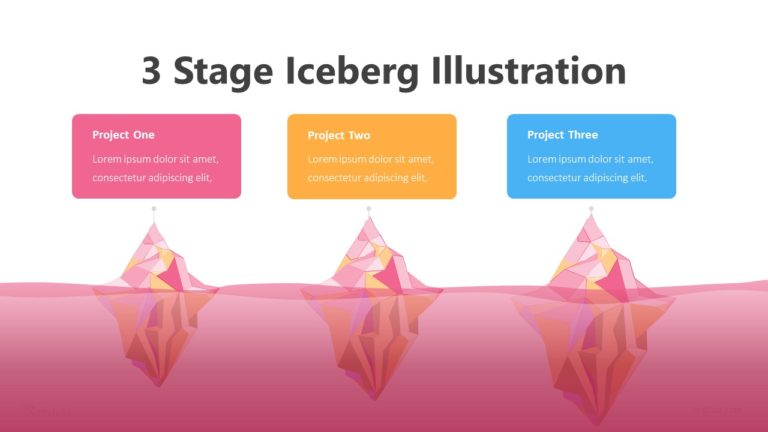 3 Stage Iceberg Illustration Infographic Template