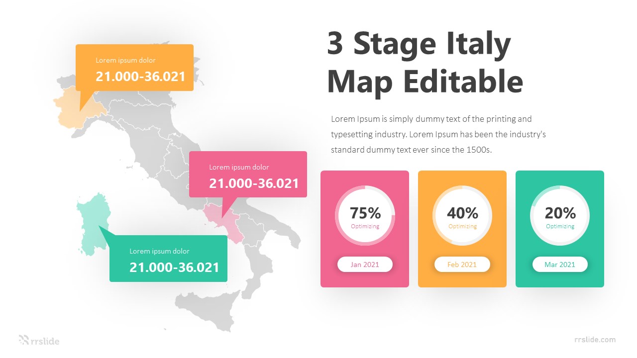3 Stage Italy Map Editable Infographic Template