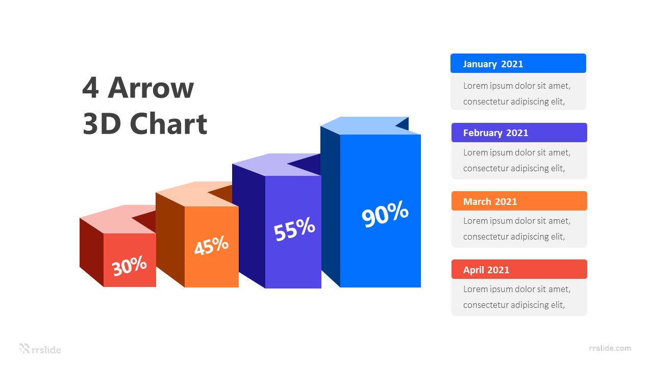 4 Arrows 3D Chart Infographic Template