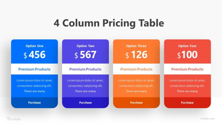 4 Coloumns Pricing Table Infographic Template