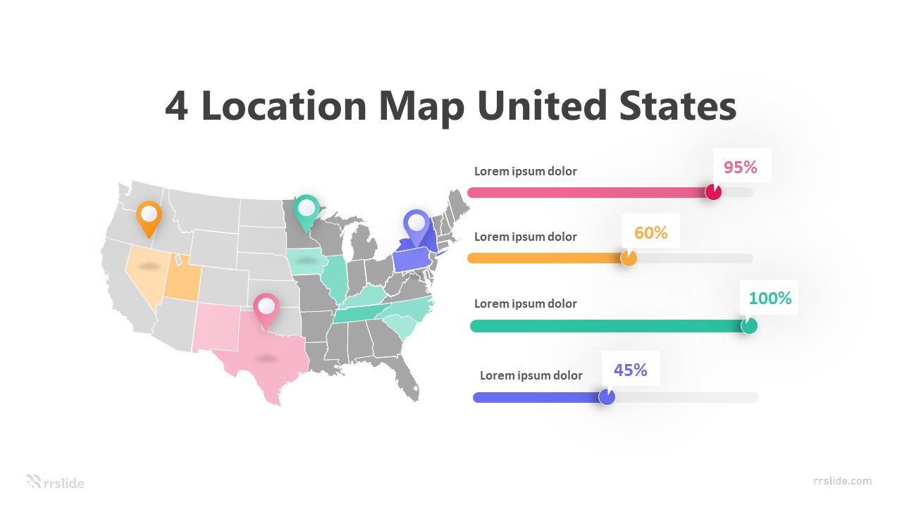 4 Location Map United States Infographic Template