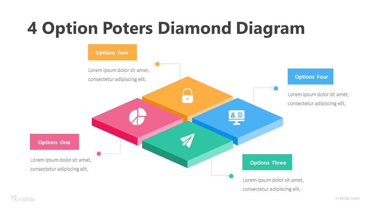 4 Option Poters Diamond Diagram Infograpic Template