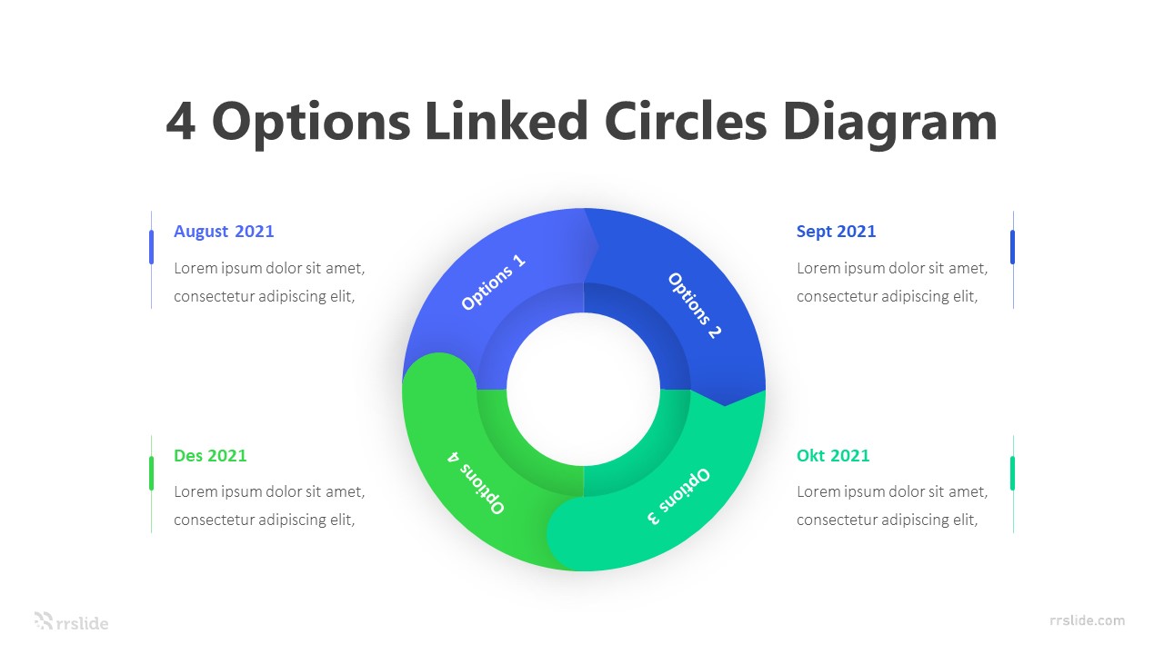 4 Options Linked Circles Diagram Infographic Template