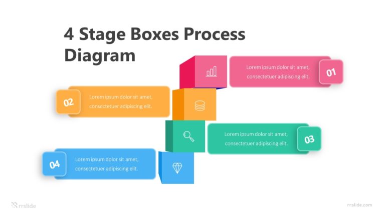 4 Stage Boxes Process Diagram Infographic Template