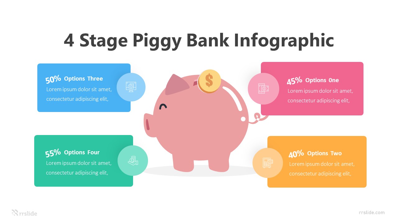 4 Stage Piggy Bank Infographic Template