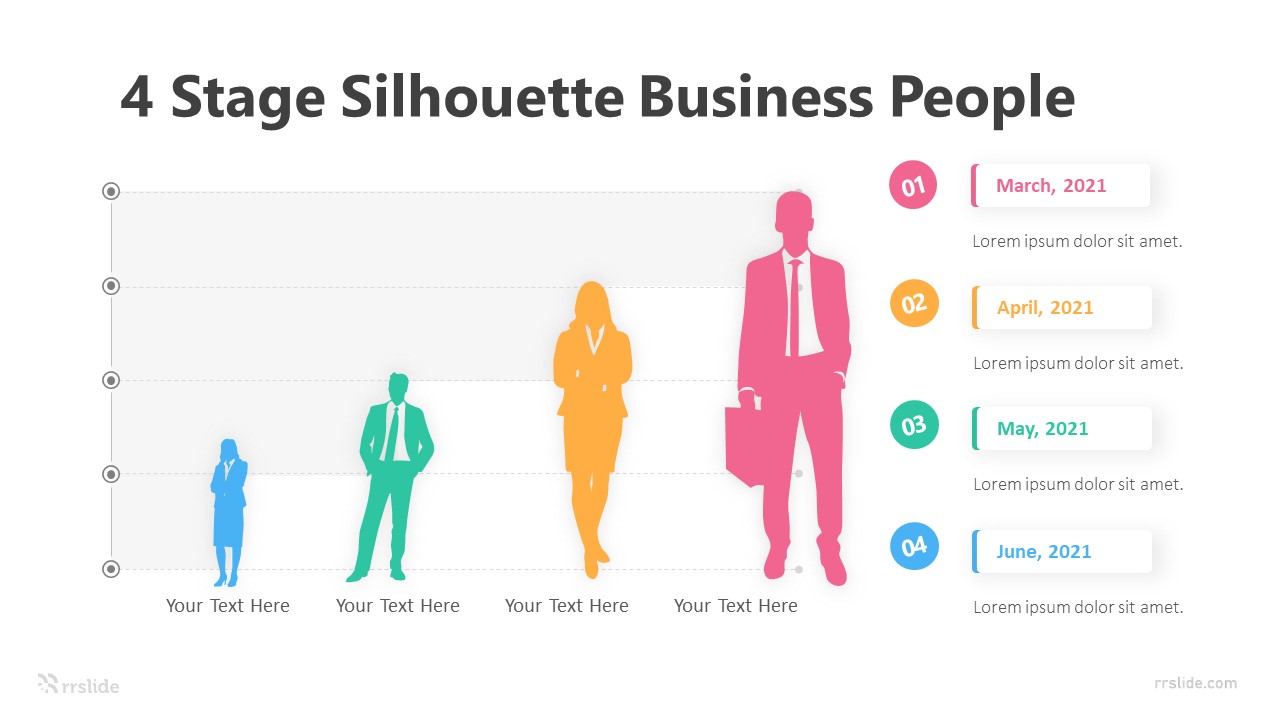 4 Stage Silhouette Business People Infographic Template
