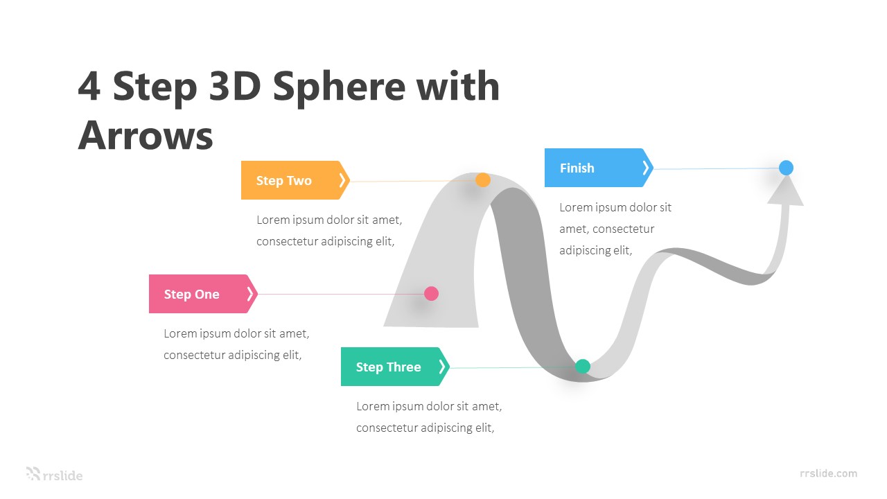 4 Step 3D Sphere With Arrows Infographic Template