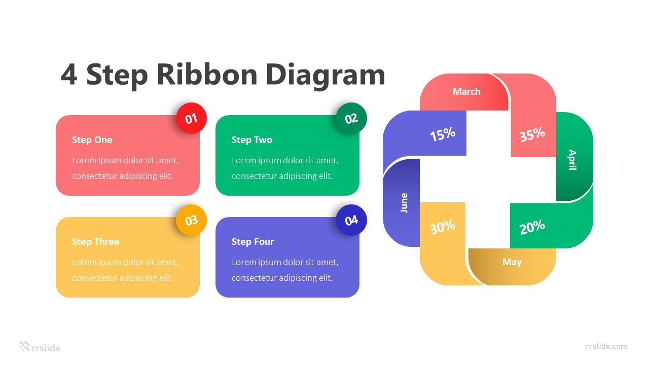 4 Step Ribbon Diagram Infographic Template