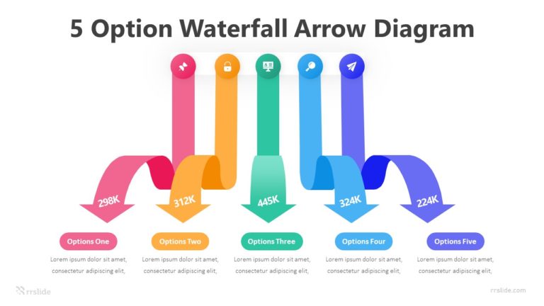5 Option Waterfall Arrow Diagram Infographic Template