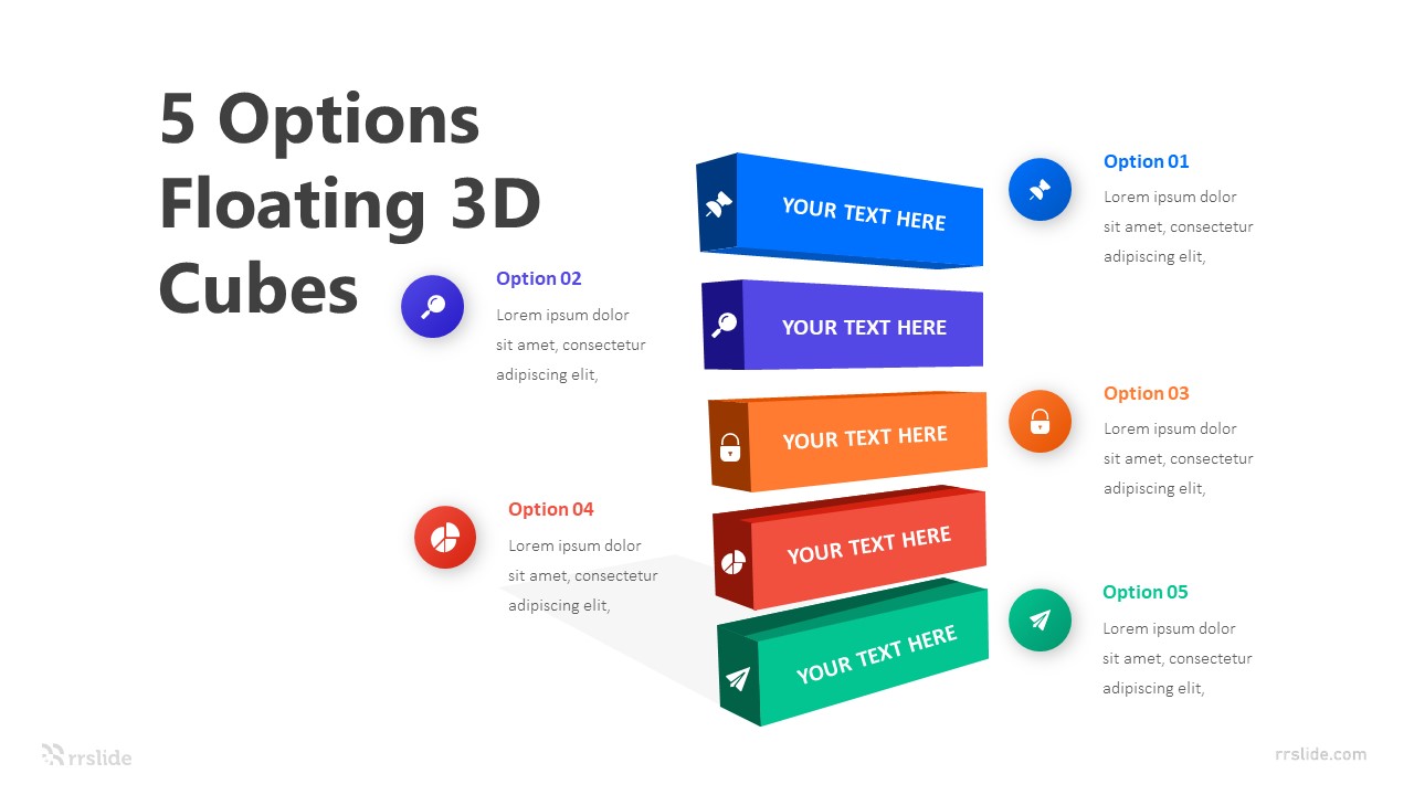 5 Options Floating 3D Cubes Infographic Template