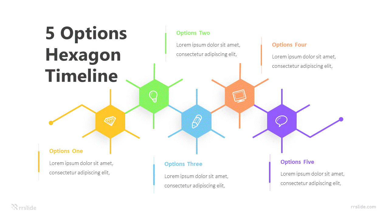 5 Options Hexagon Timeline Infographic Template
