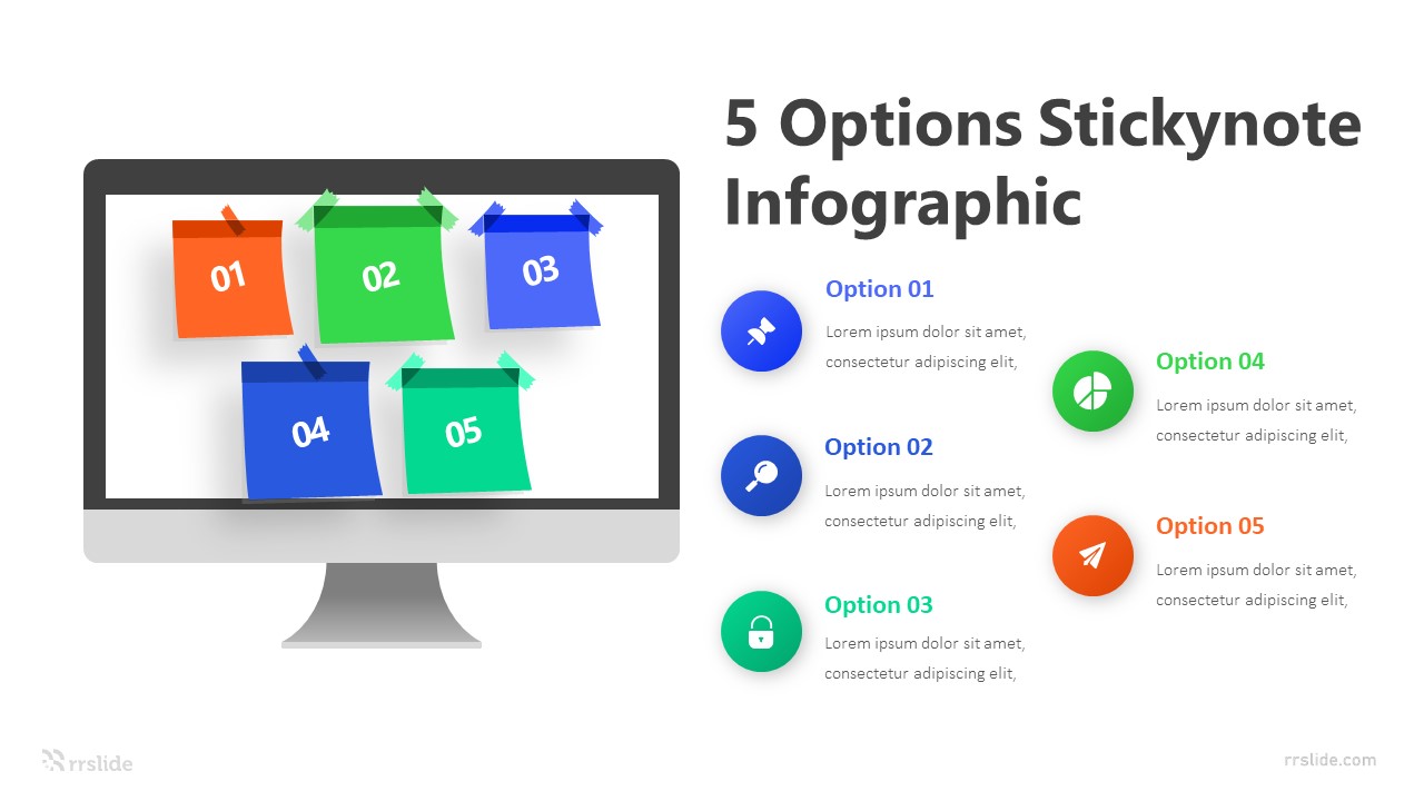 5 Options Stickynote Infographic Template