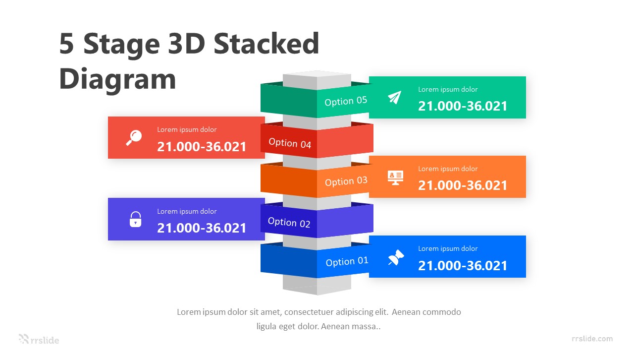 5 Stage 3D Stacked Diagram Infographic Template
