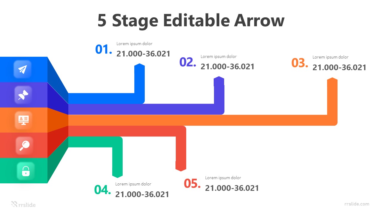 5 Stage Editable Arrow Infograpic Template