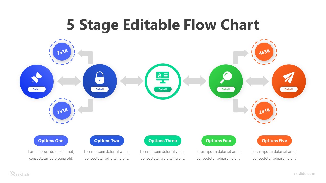 5 Stage Editable Flow Chart Infographic Template