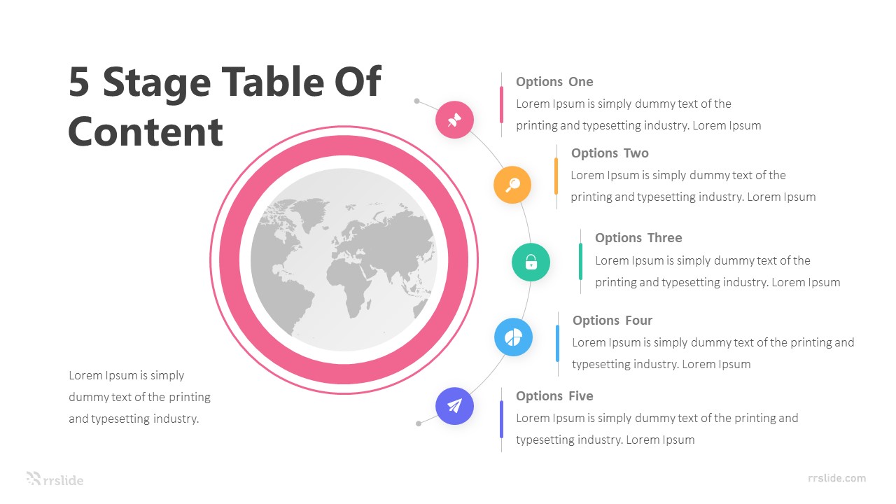 5 Stage Table Of Content Infographic Template