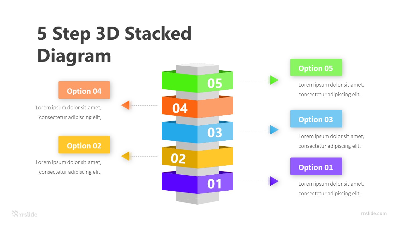5 Step 3D Stacked Diagram Infographic Template