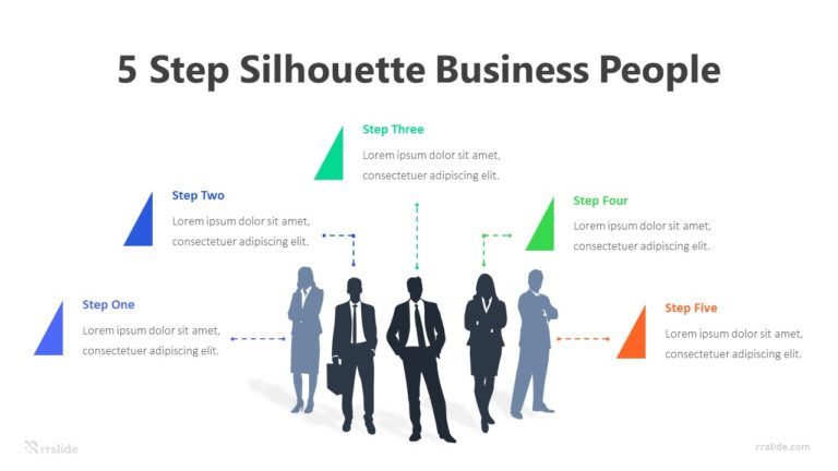 5 Step Silhouette Business People Infographic Template