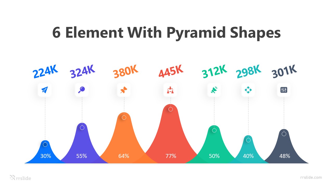 6 Element with Pyramid Shapes Infographic Template
