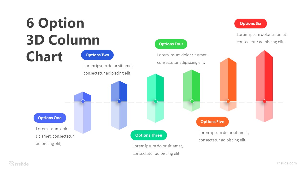 6 Option 3D Column Chart Infographic Template