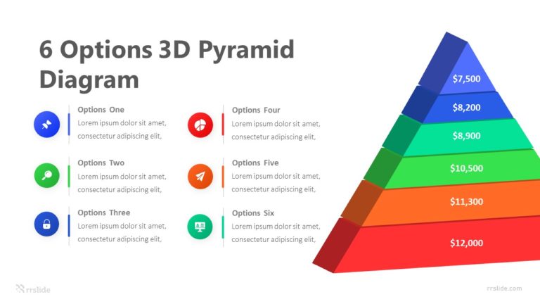 6 Options 3D Pyramid Infographic Template