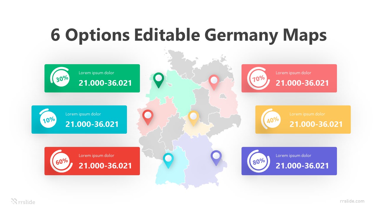 6 Point Editable Germany Maps Infographic Template