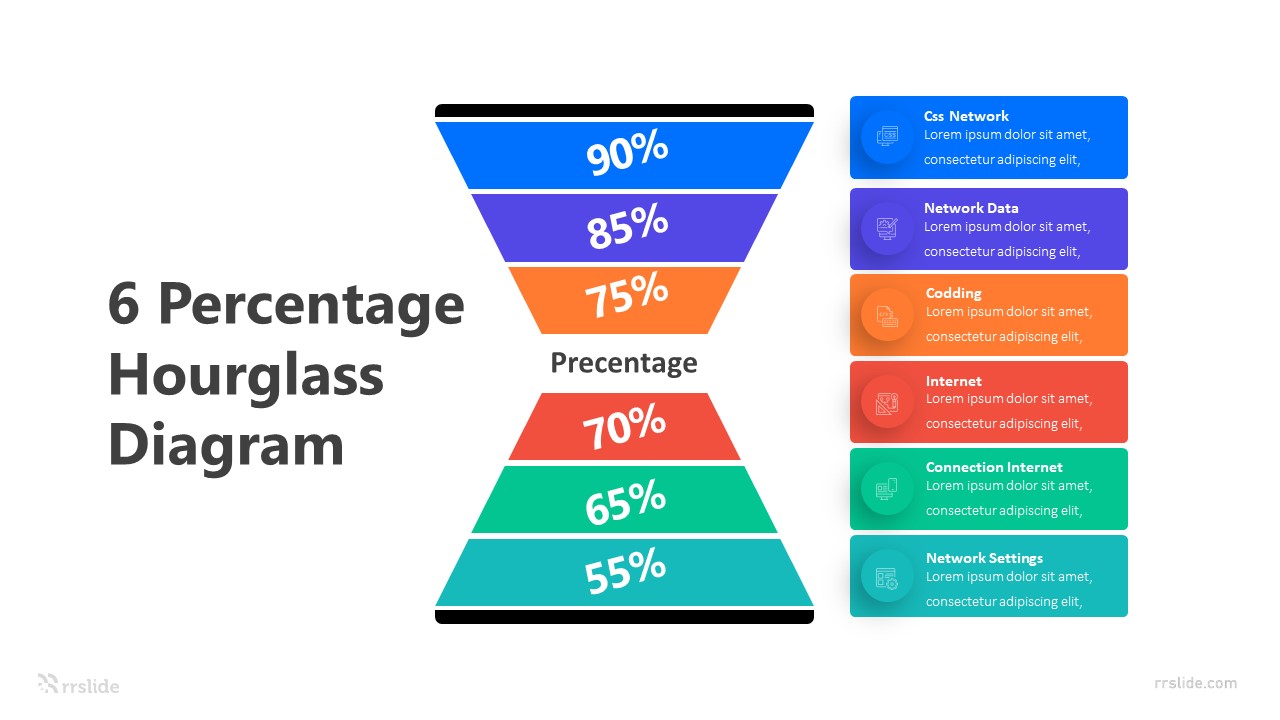 6 Percentage Hourglass Diagram Infographic Template