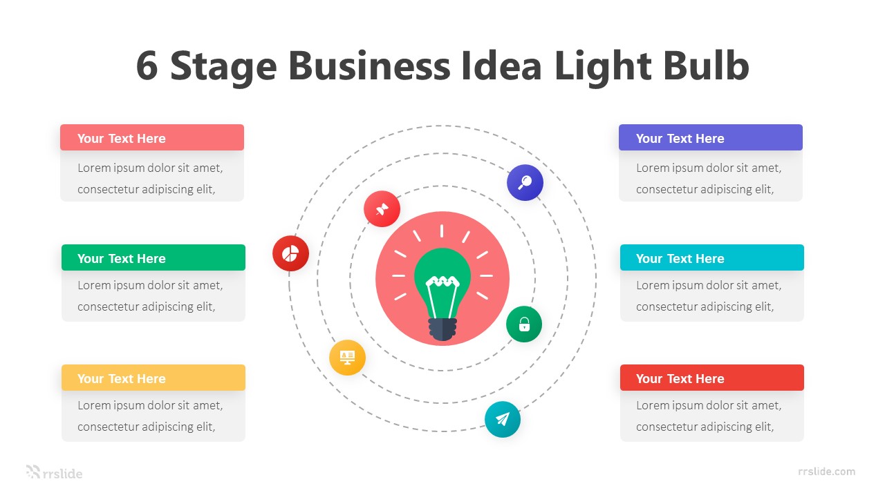 6 Stage Business Idea Light Bulb Infographic Template