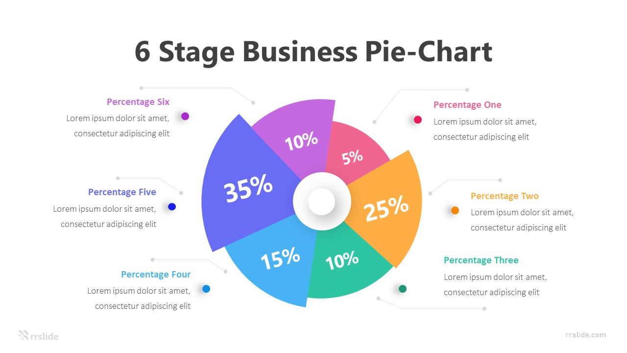 6 Stage Business Pie Chart Infographic Template