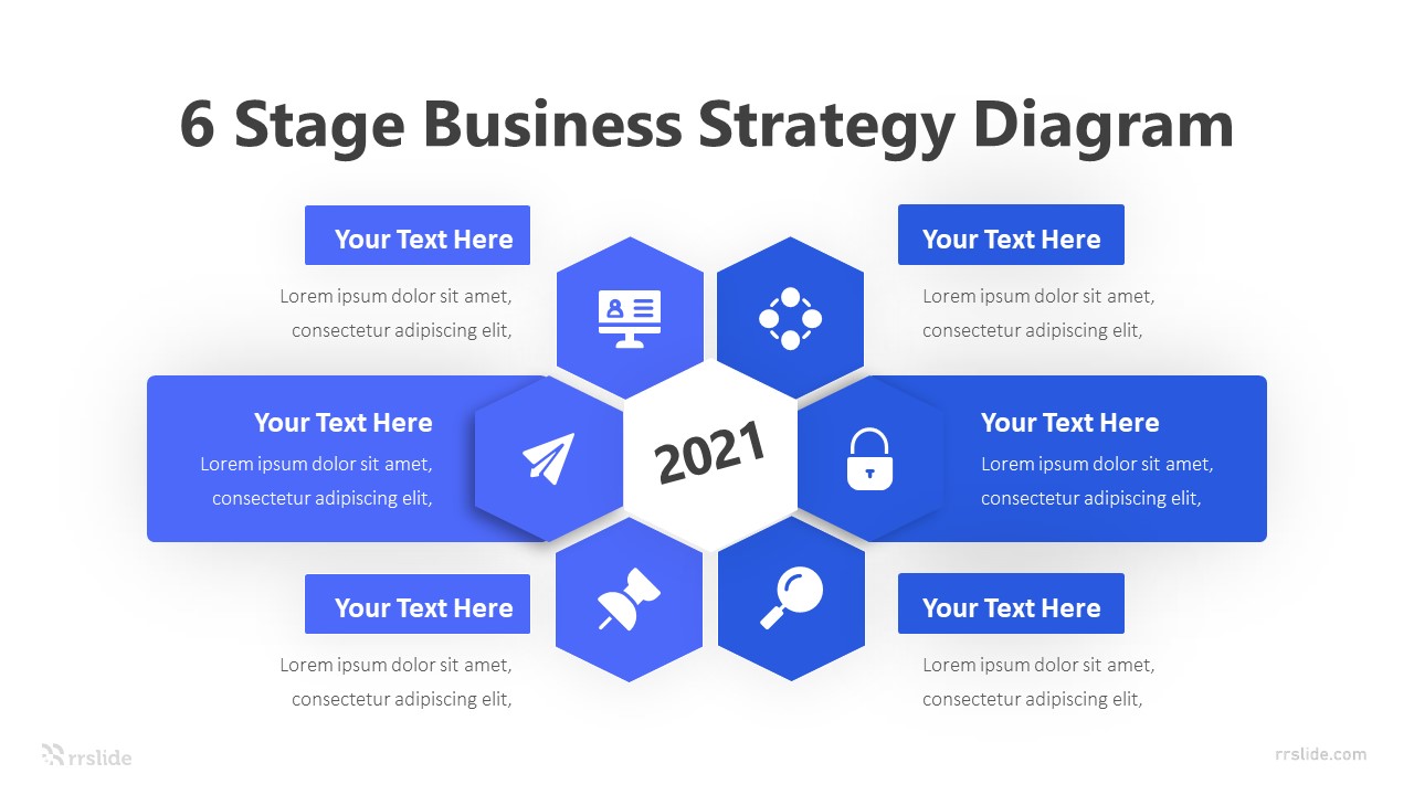 6 Stage Business Strategy Diagram Infographic Template