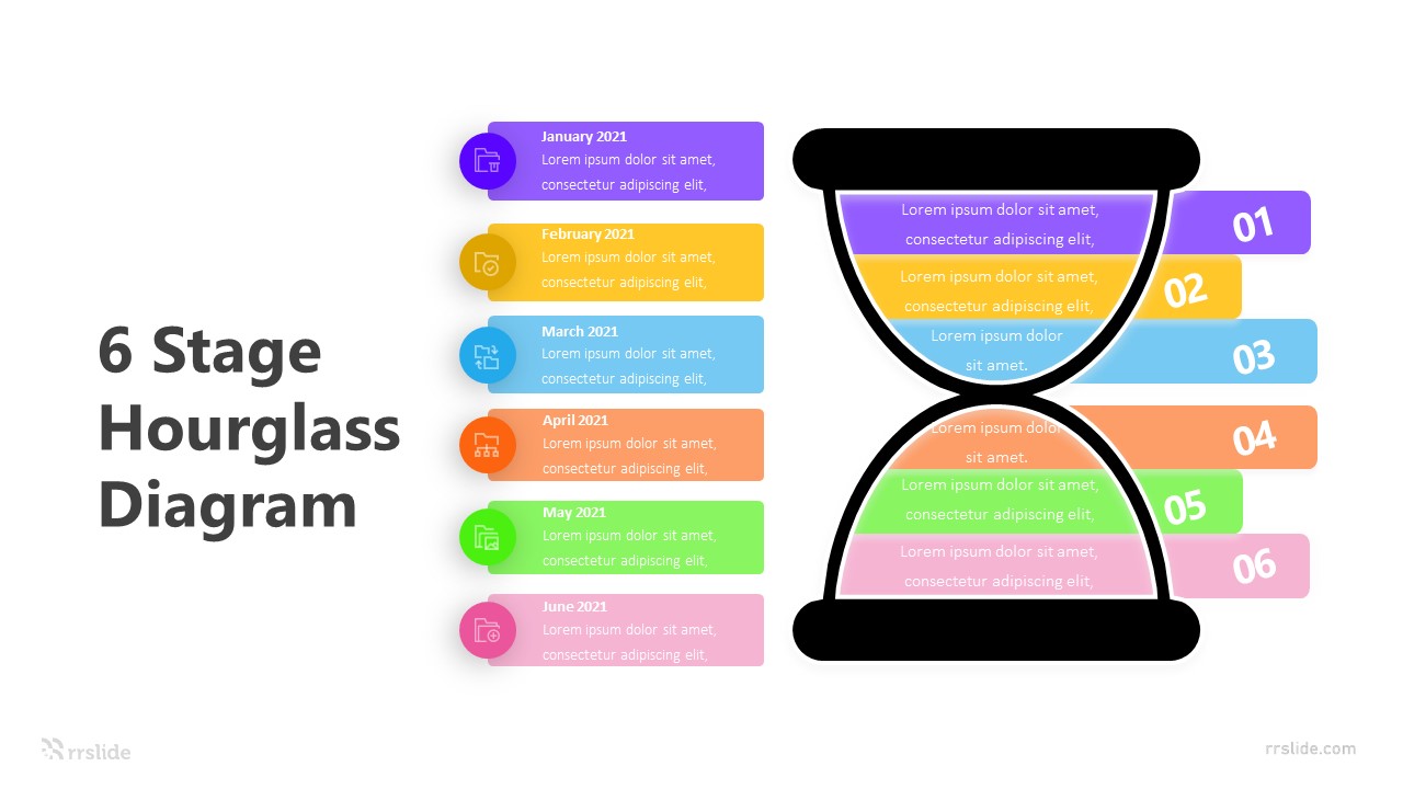 6 Stage Hourglass Diagram Infographic Template