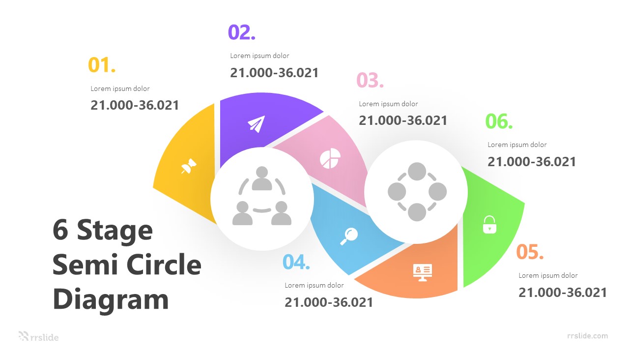6 Stage Semi Circle Diagram Infographic Template