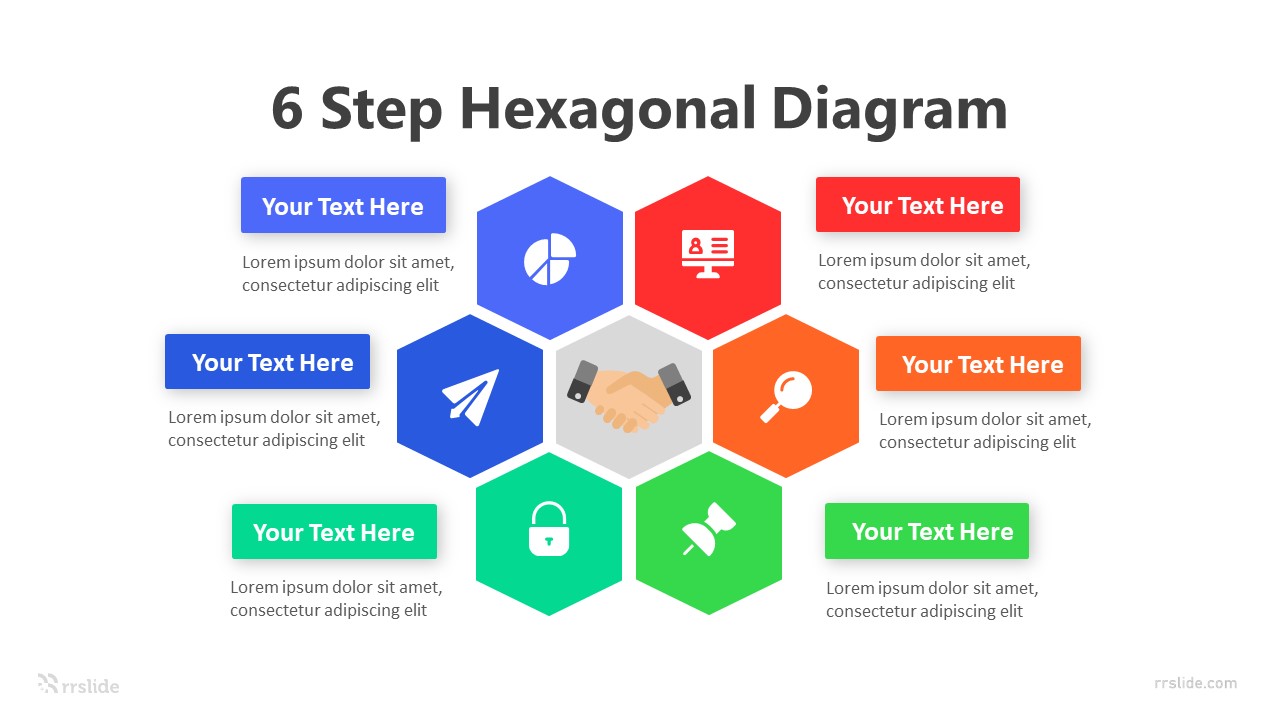 6 Step Hexagonal Diagram Infographic Template