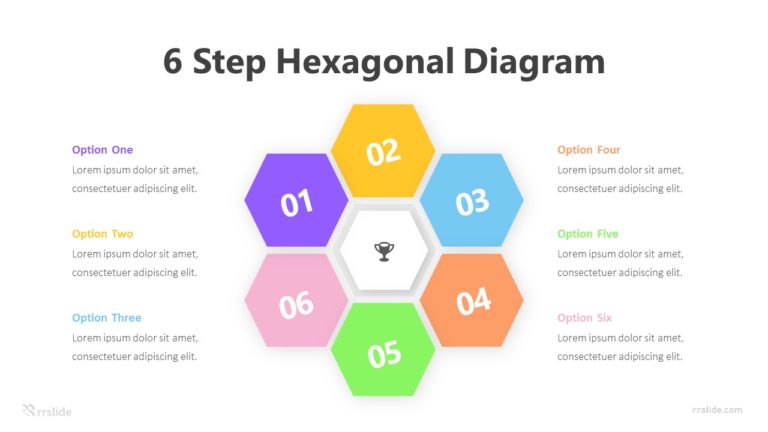 6 Step Hexagonal Diagram with Icon Infographic Template