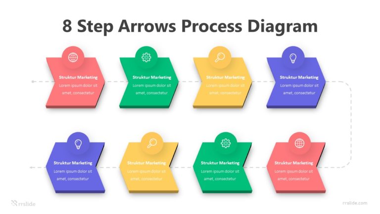 8 Stage Arrows Process Diagram Infographic Template