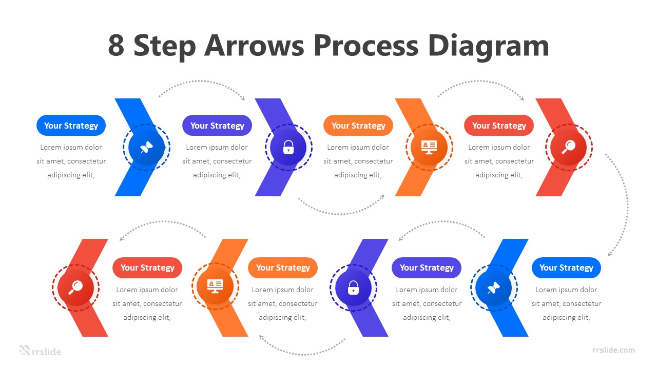 8 Step Arrows Process Diagram Infographic Template