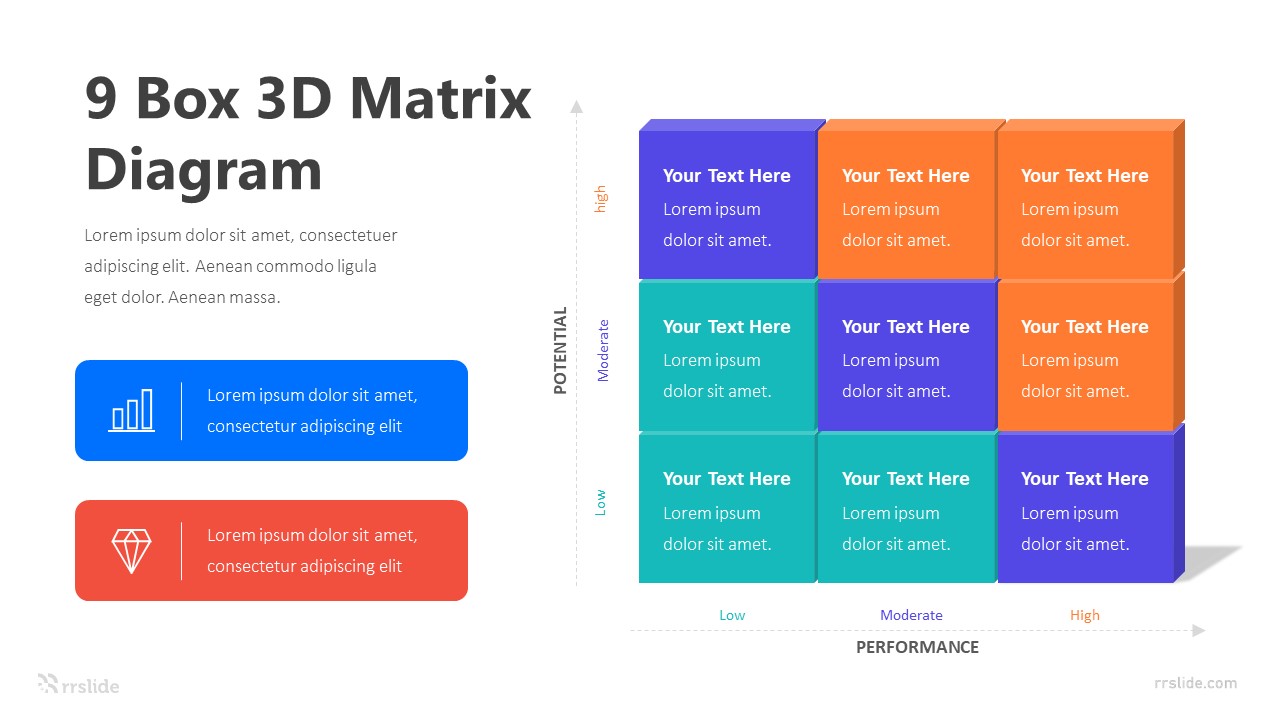 9 Box 3D Matrix Diagram Infographic Template