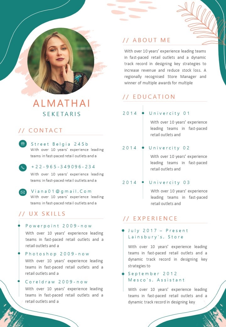 Classic Abstract Summer Curriculum Vitae Template