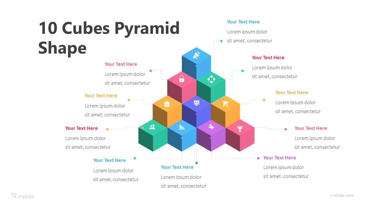 10 Cubes Pyramid Shape Infographic Template