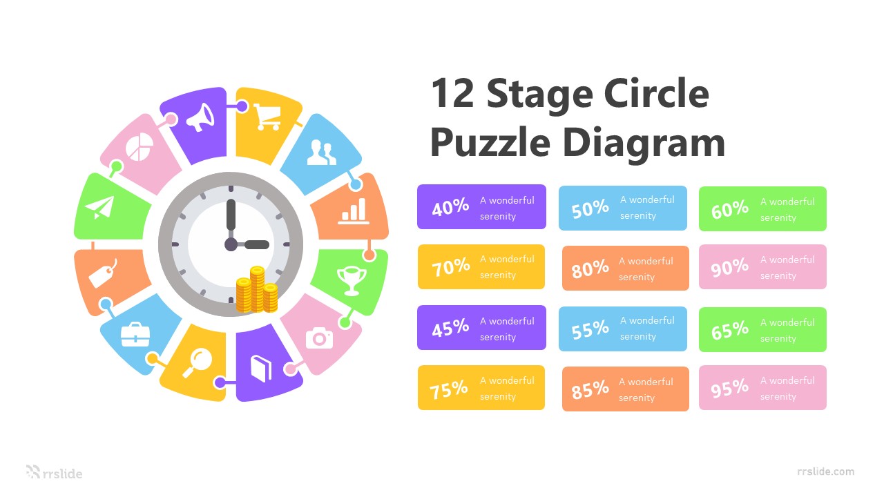 12 Stage Circle Puzzle Diagram Infographic Template