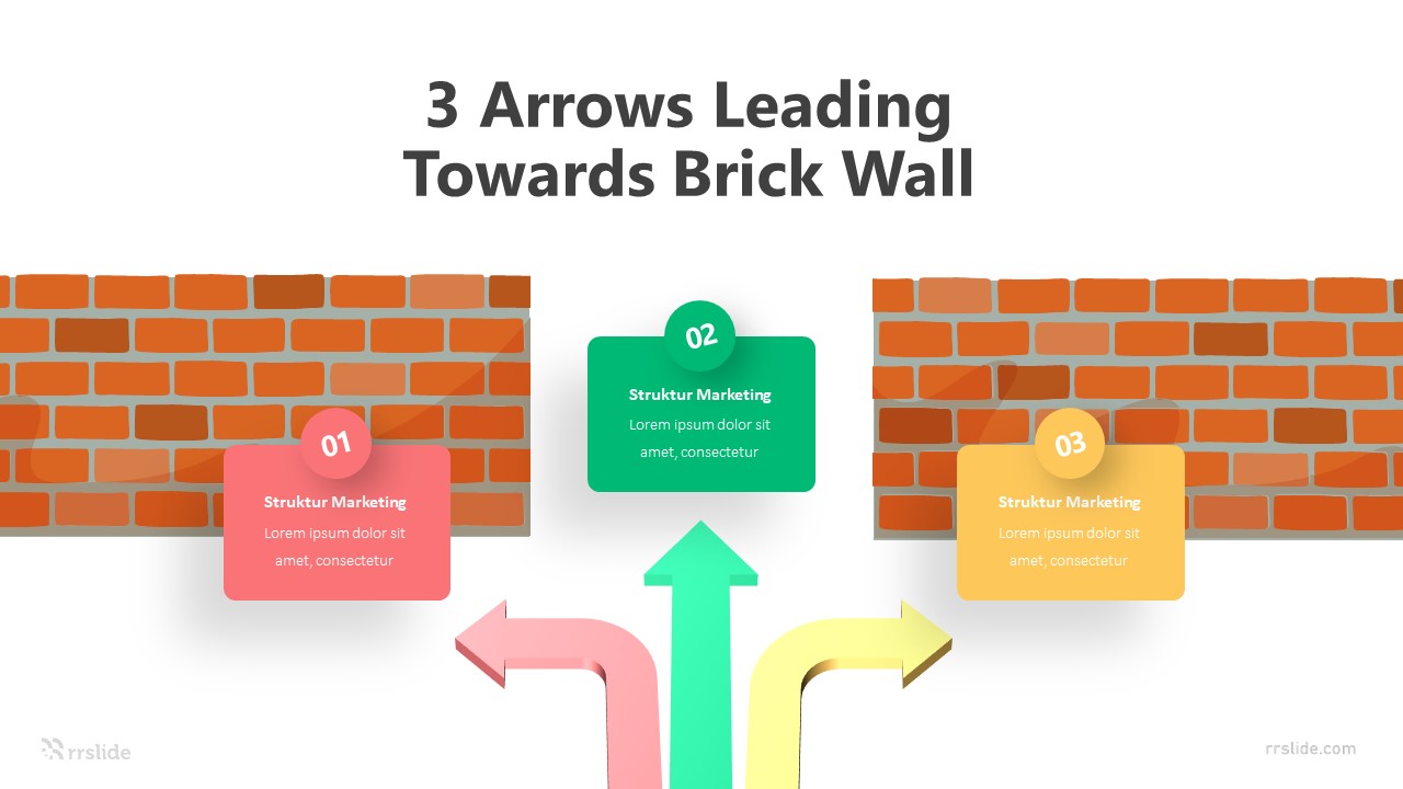 3 Arrows Leading Towards Brick Wall Infographic Template