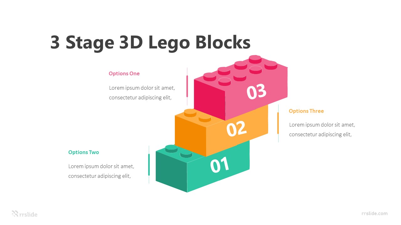 3 Stage 3D Lego Blocks Infographic Templates